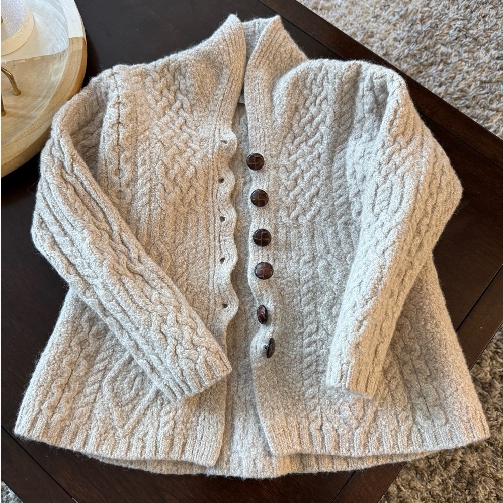 Kids Aran Sweater Market neutral, merino wool cardigan M